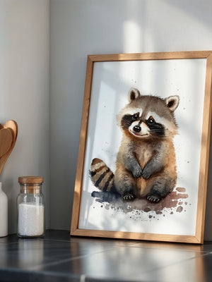 Waschbär Aquarell verspielt