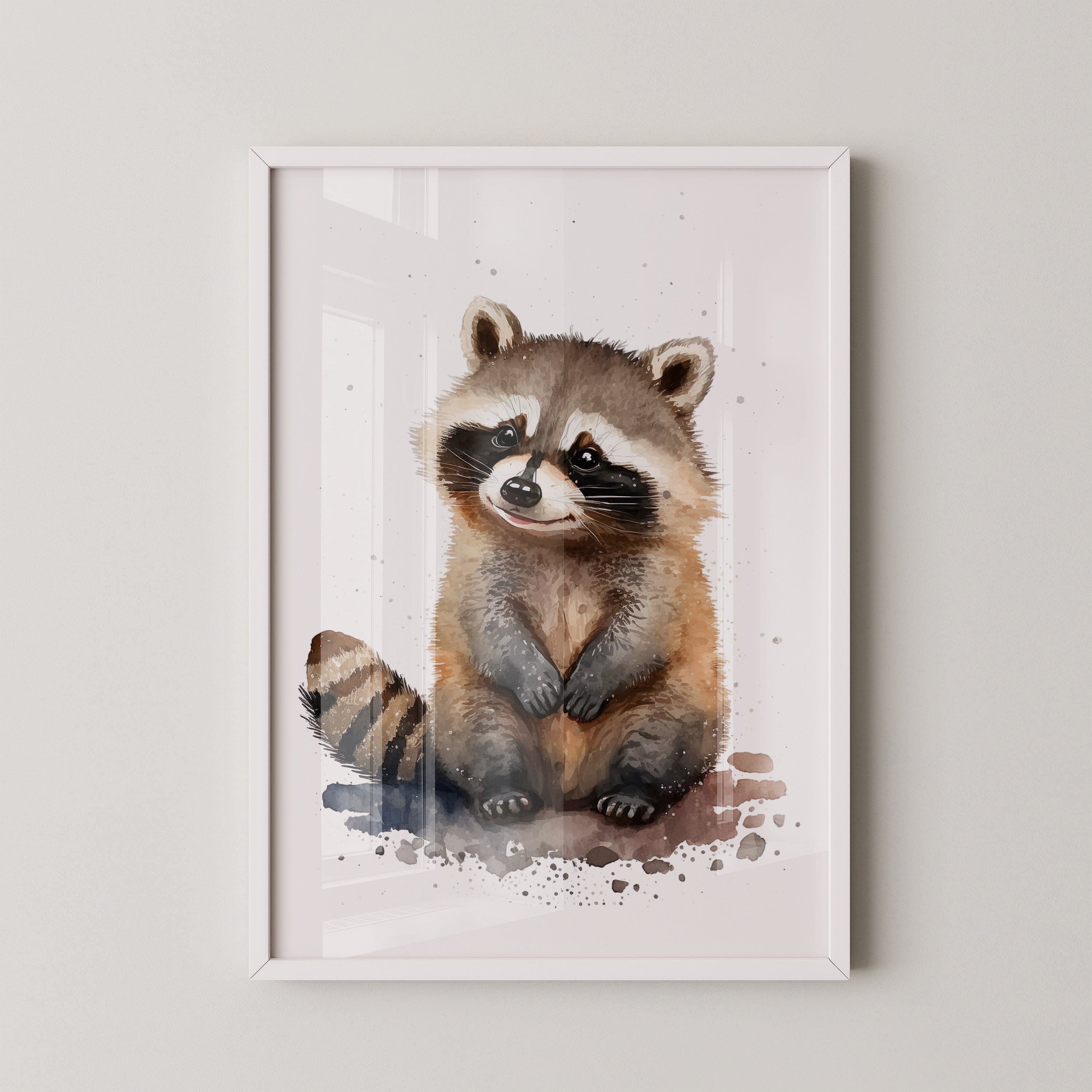 Waschbär Aquarell verspielt
