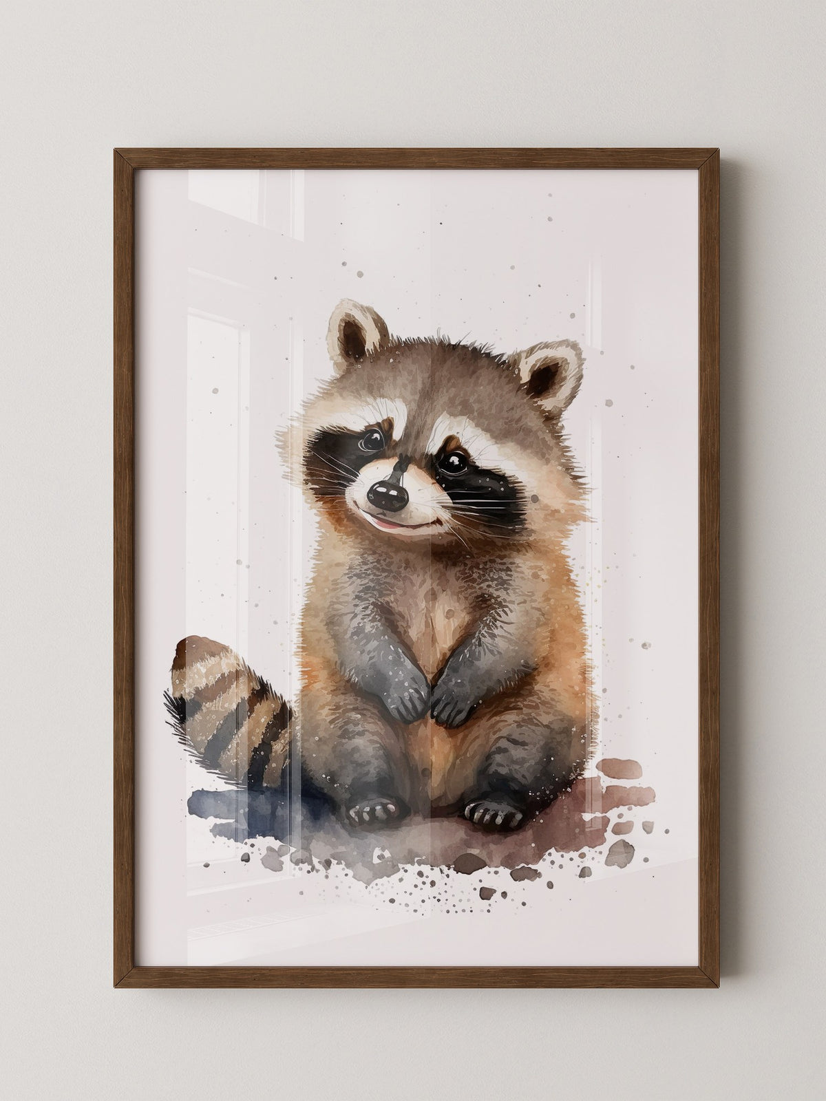 Waschbär Aquarell verspielt
