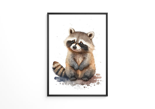 Waschbär Aquarell verspielt