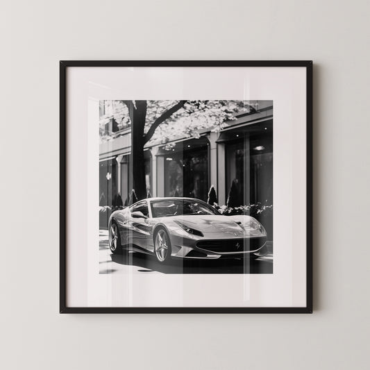 Sportwagen Sonnenlicht Schwarzweiß