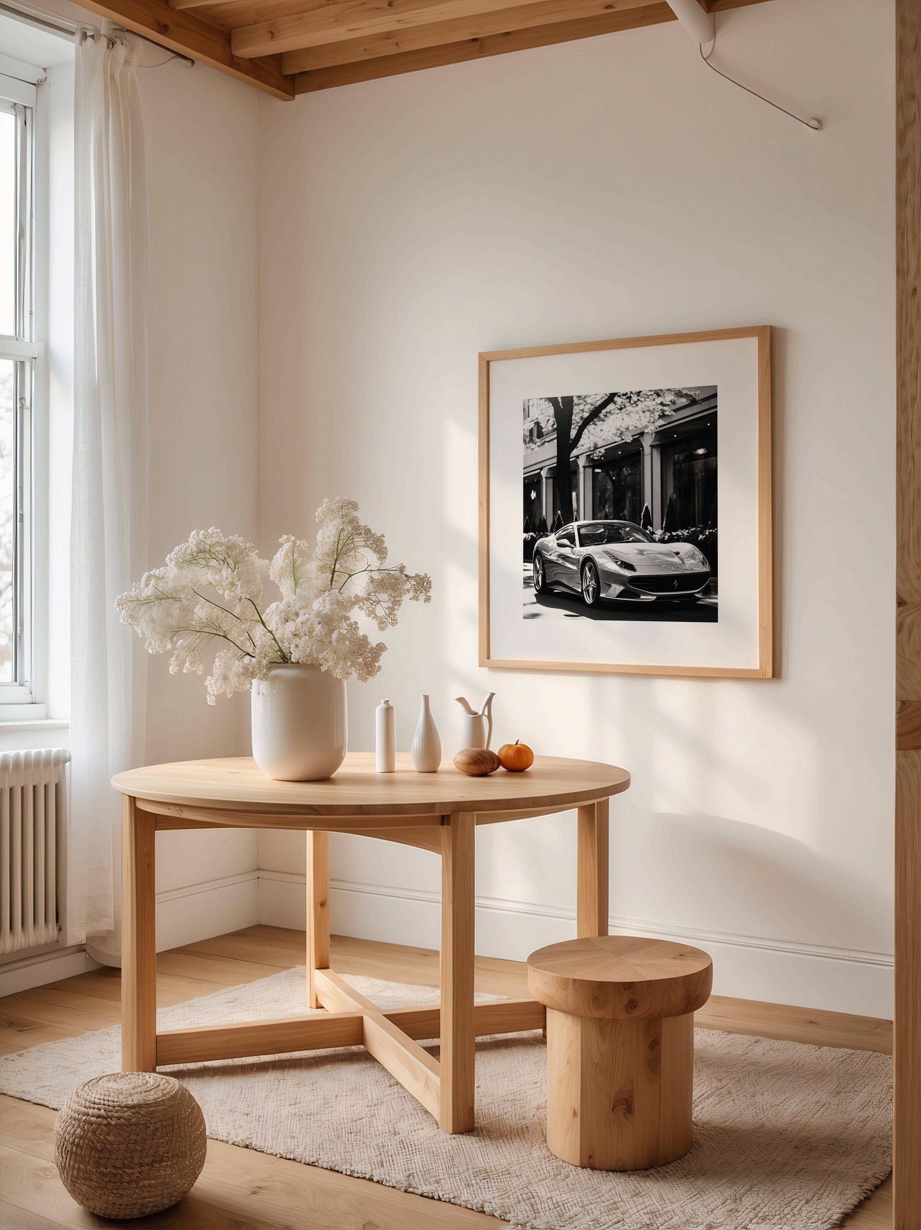 Sportwagen Sonnenlicht Schwarzweiß