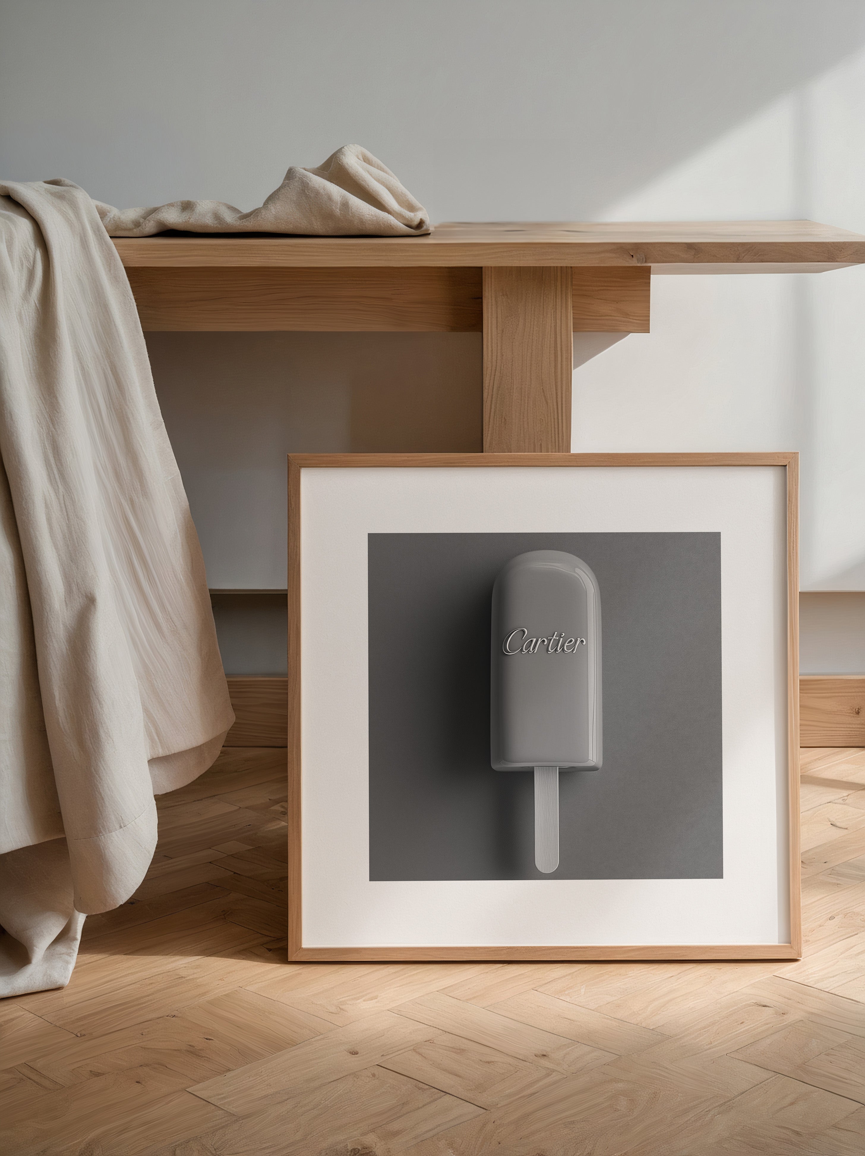 Graues Eis am Stiel Minimalistisch