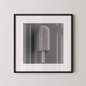 Graues Eis am Stiel Minimalistisch