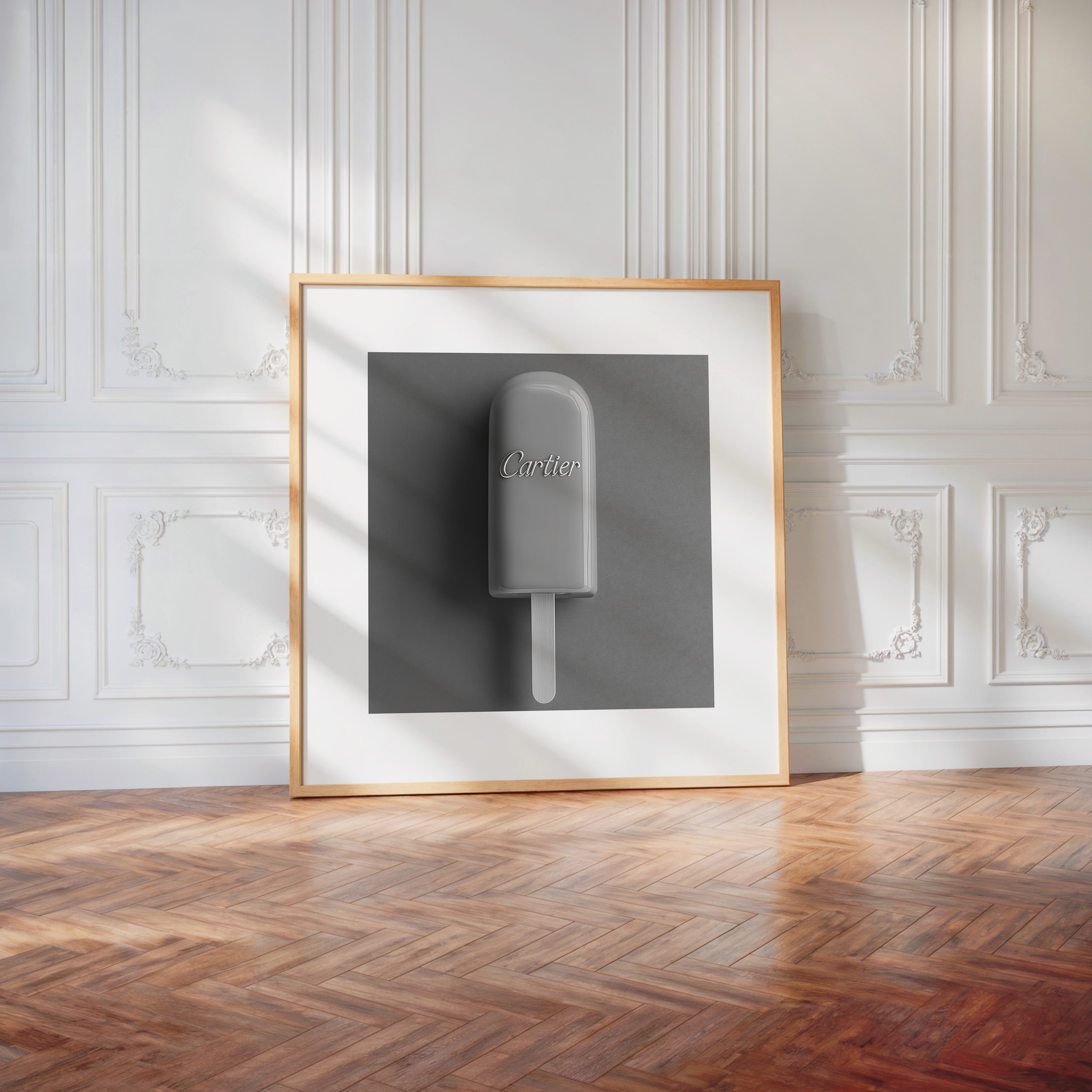 Graues Eis am Stiel Minimalistisch