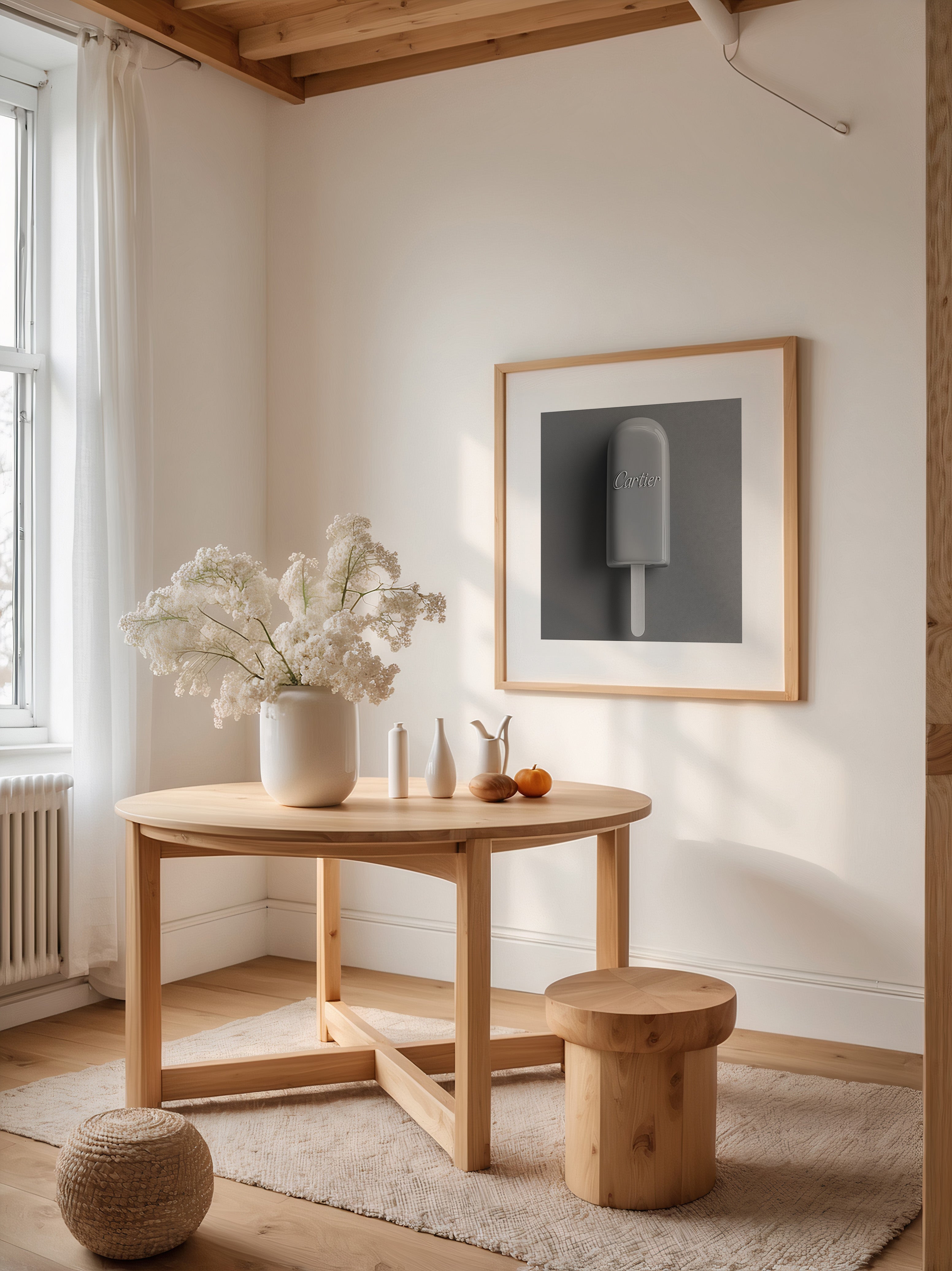 Graues Eis am Stiel Minimalistisch