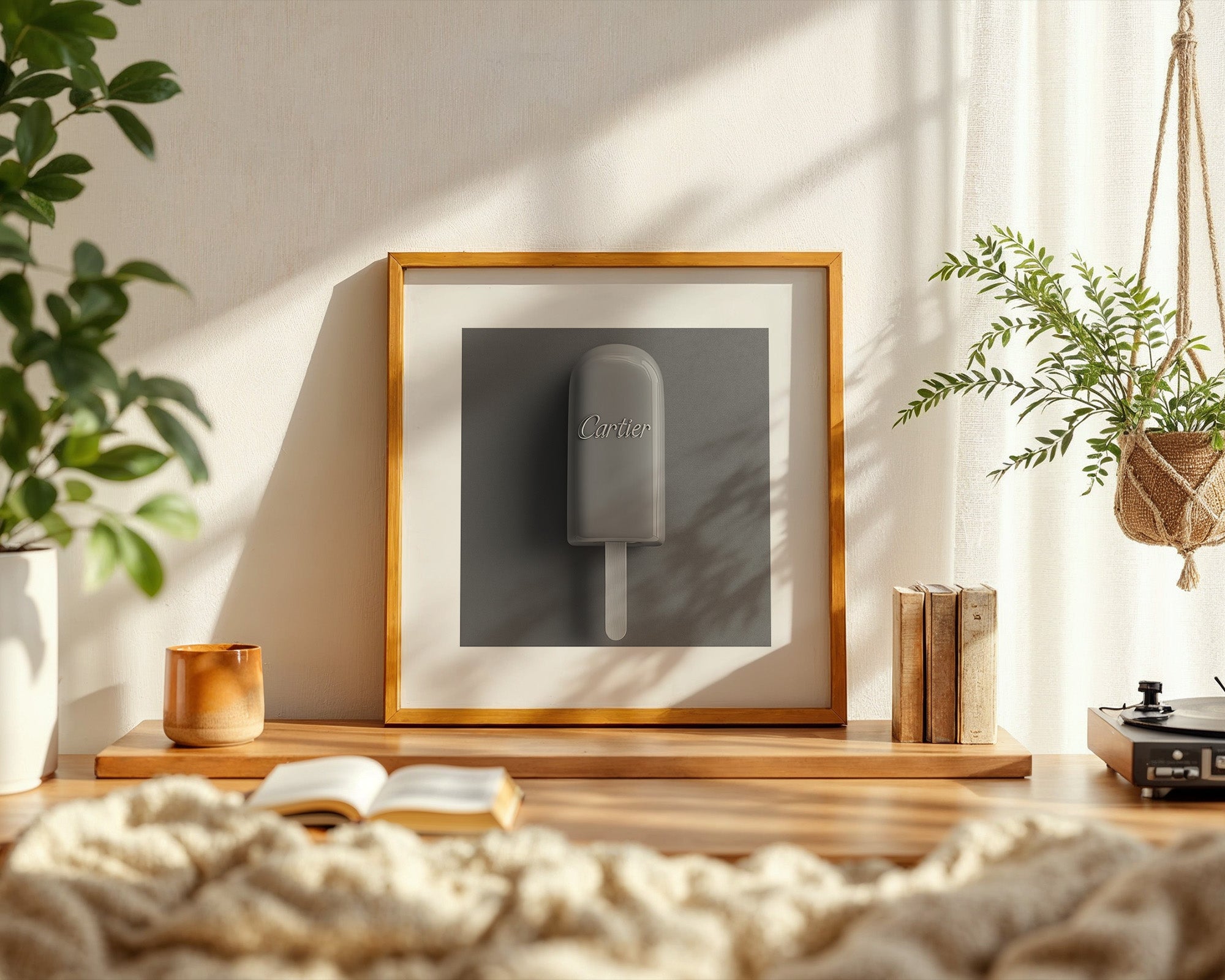 Graues Eis am Stiel Minimalistisch