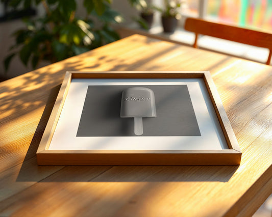 Graues Eis am Stiel Minimalistisch