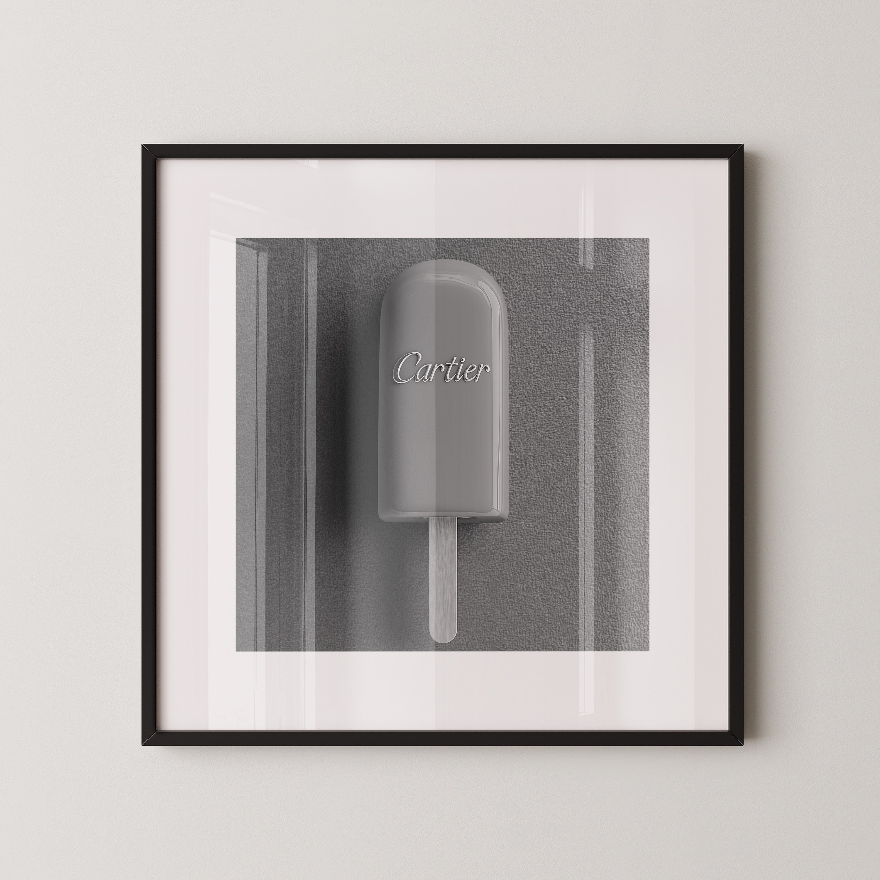 Graues Eis am Stiel Minimalistisch