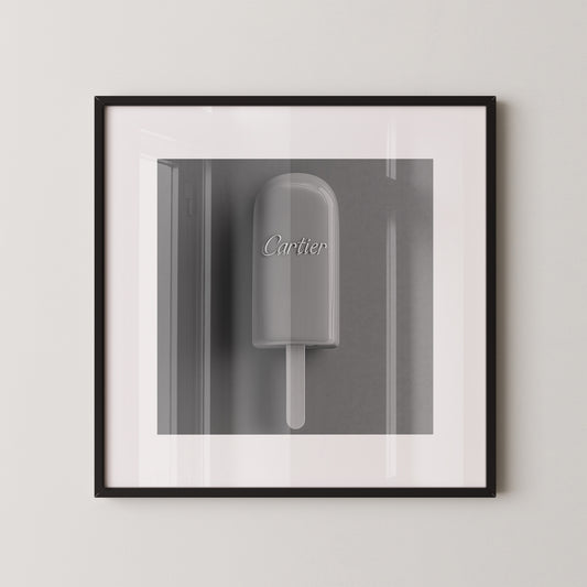 Graues Eis am Stiel Minimalistisch