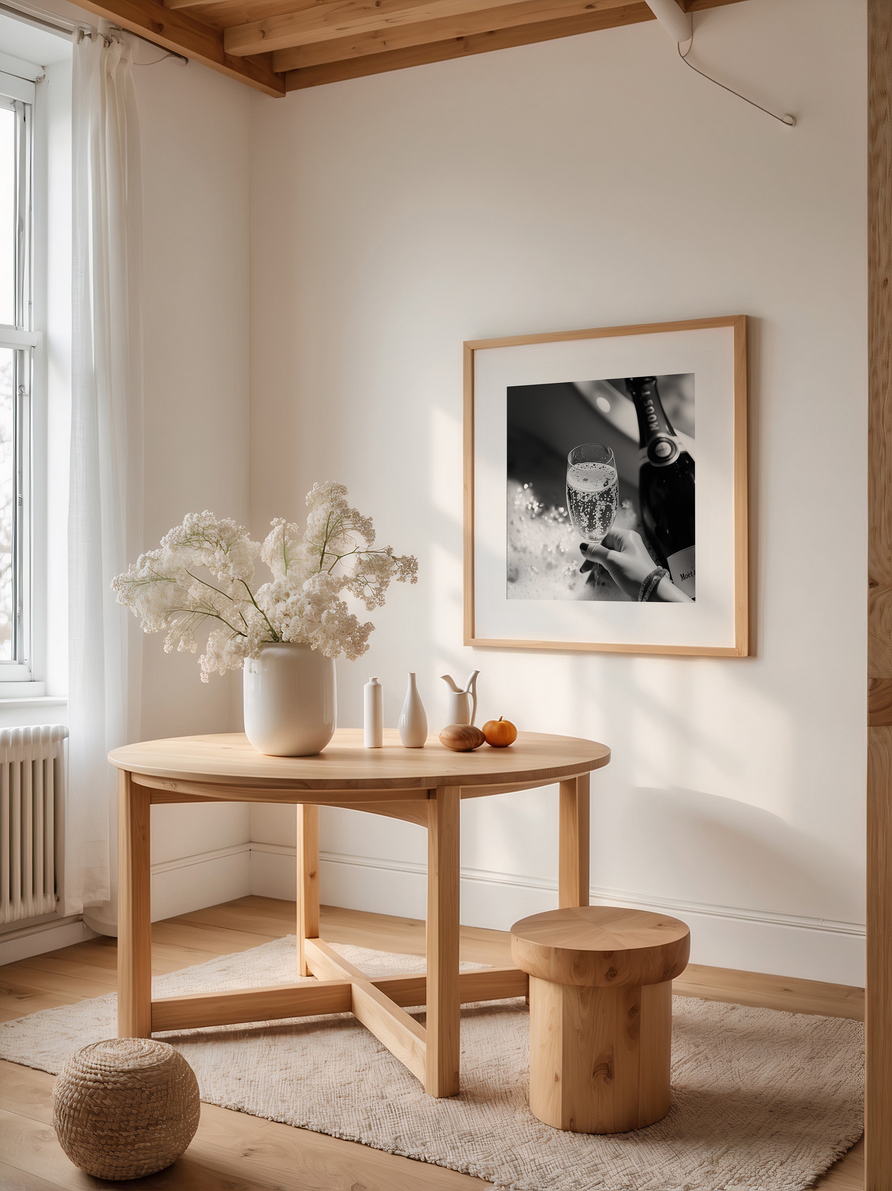 Champagner Glas Schwarz-Weiß