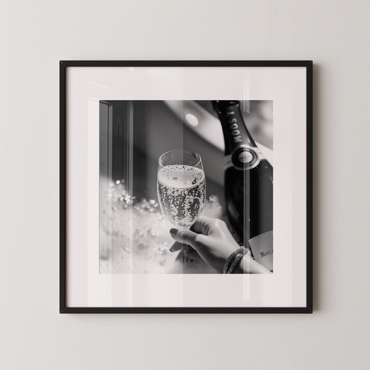 Champagner Glas Schwarz-Weiß