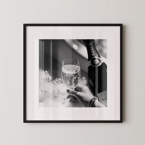 Champagner Glas Schwarz-Weiß