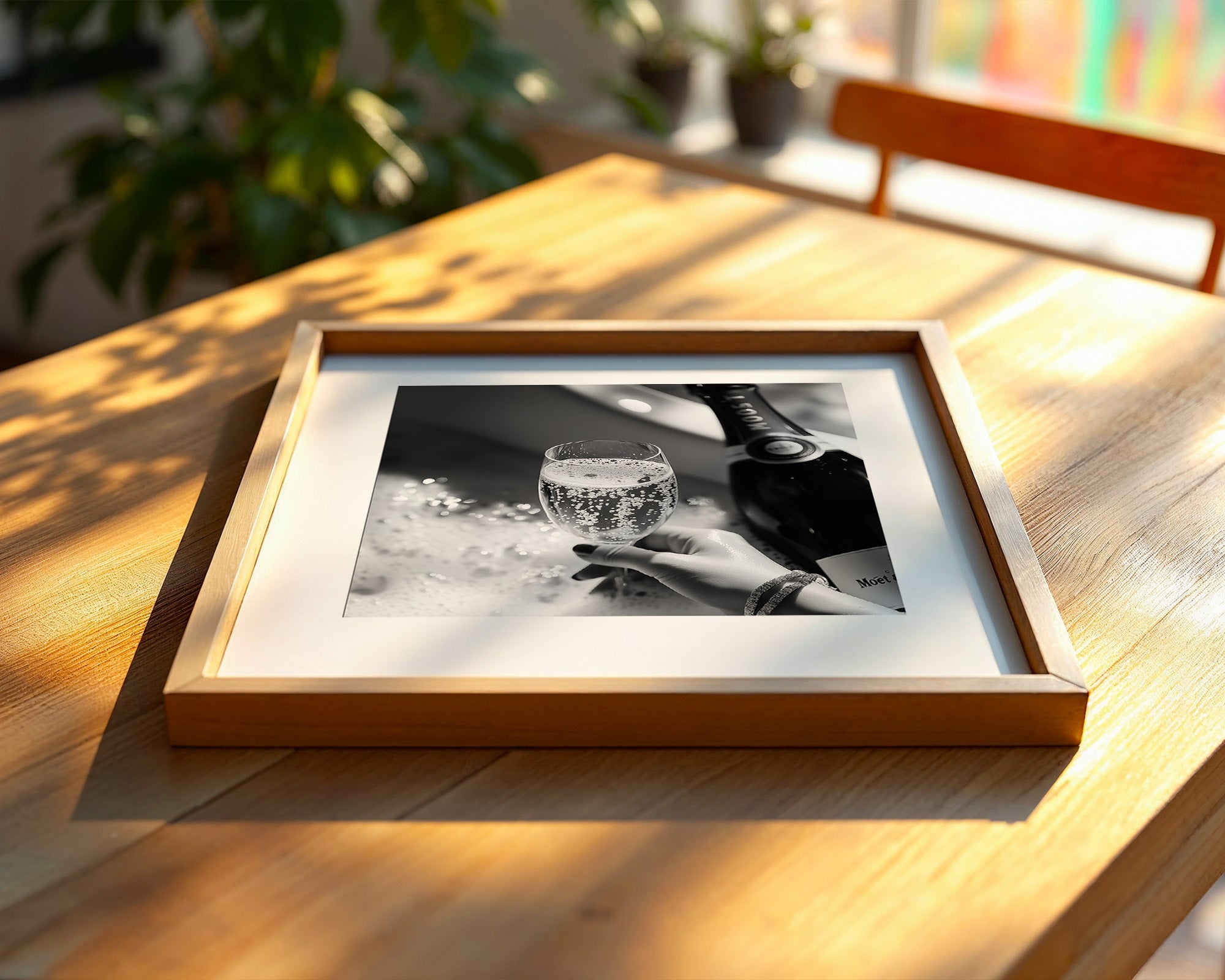 Champagner Glas Schwarz-Weiß