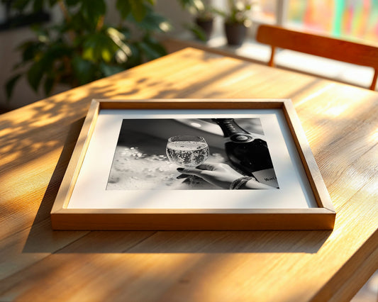 Champagner Glas Schwarz-Weiß