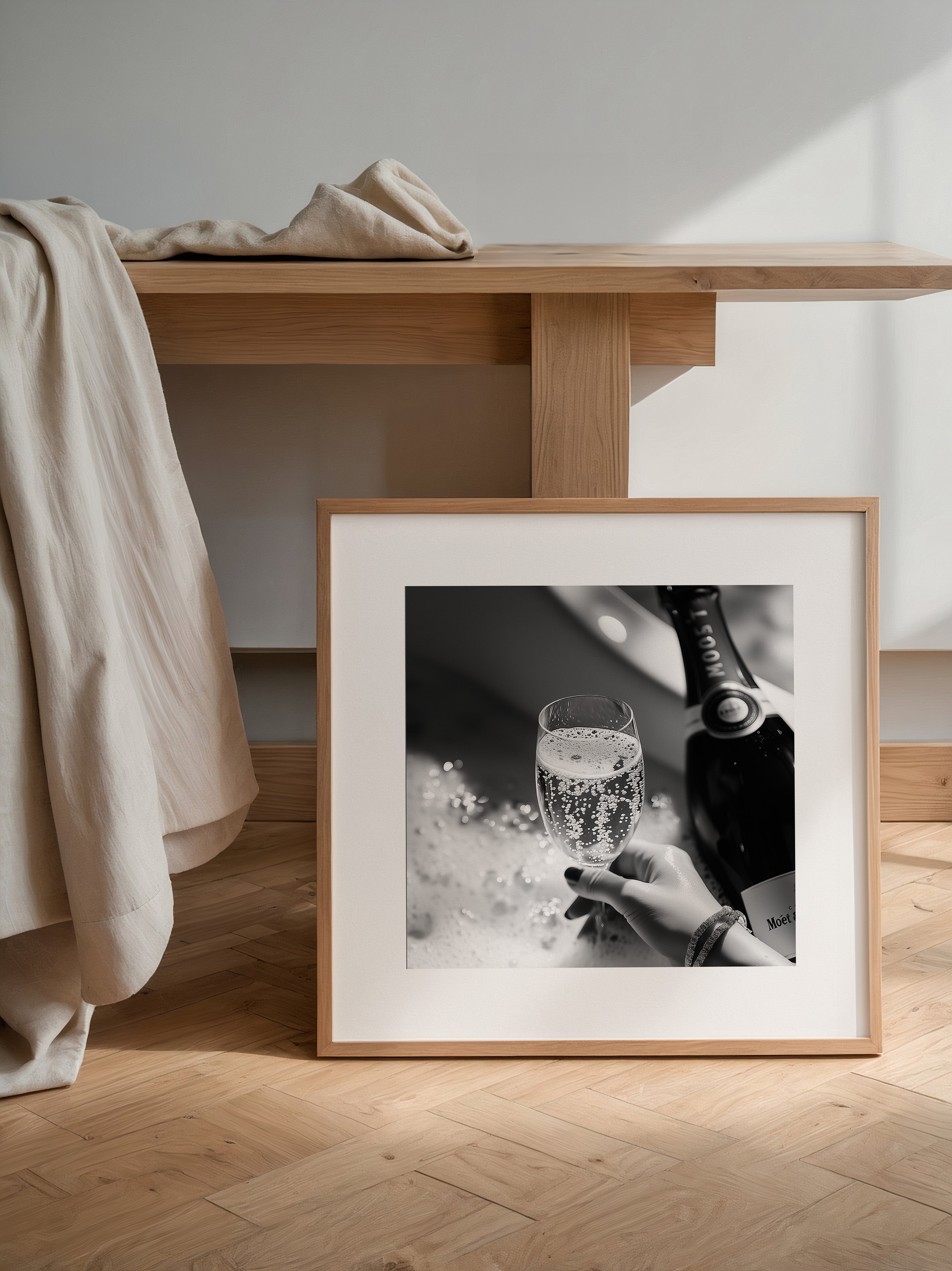 Champagner Glas Schwarz-Weiß