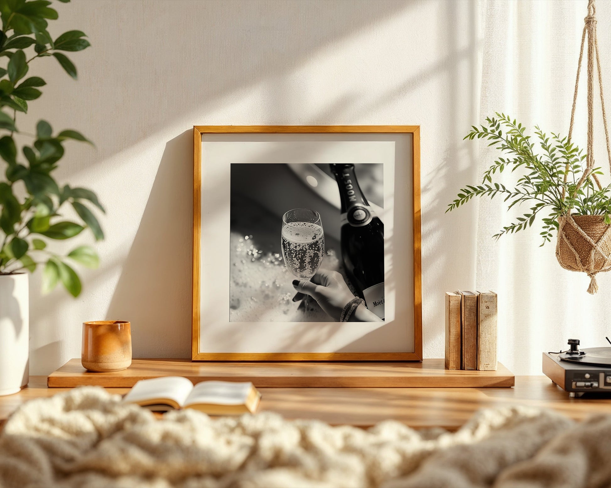 Champagner Glas Schwarz-Weiß