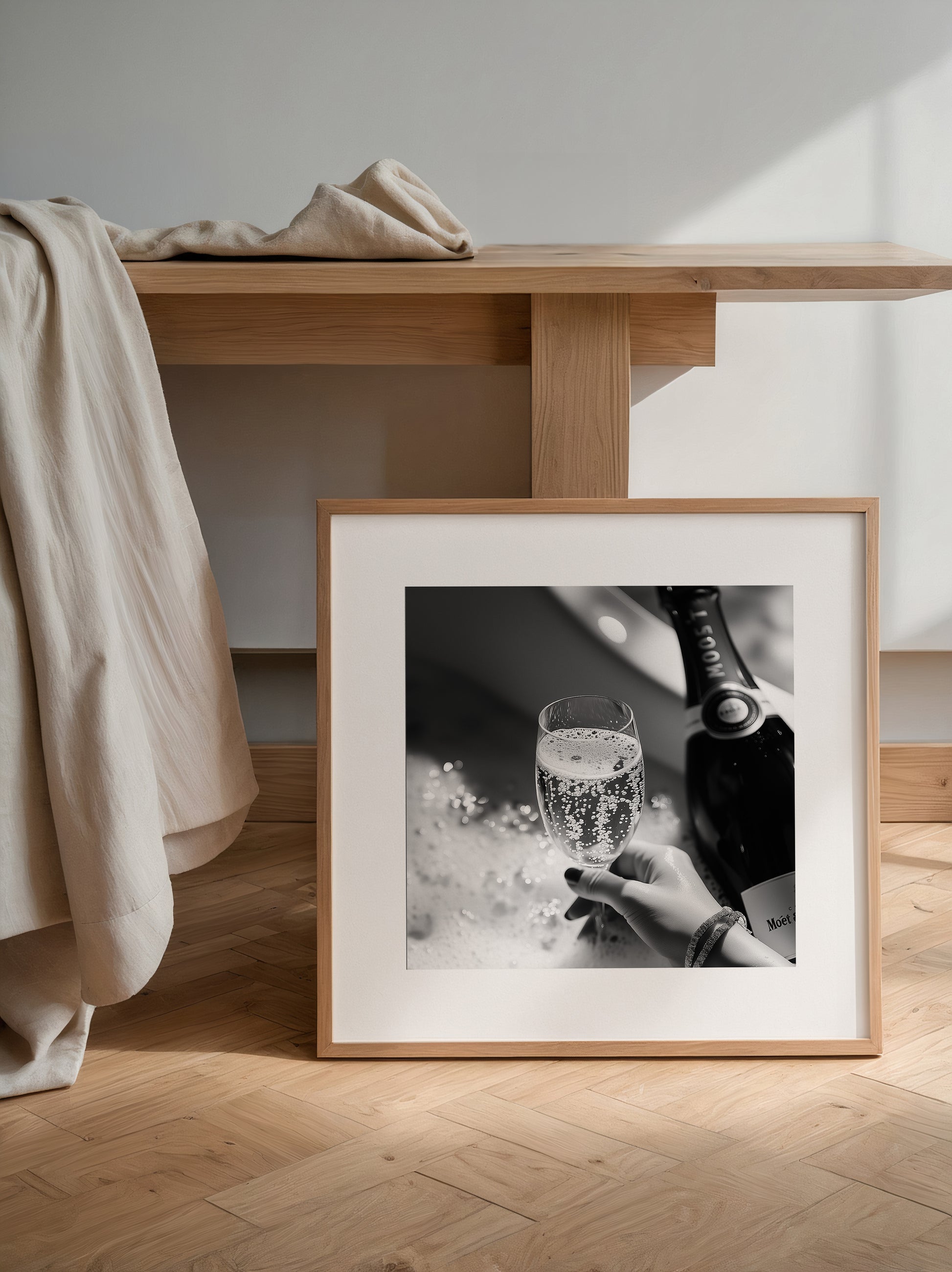 Champagner Glas Schwarz-Weiß