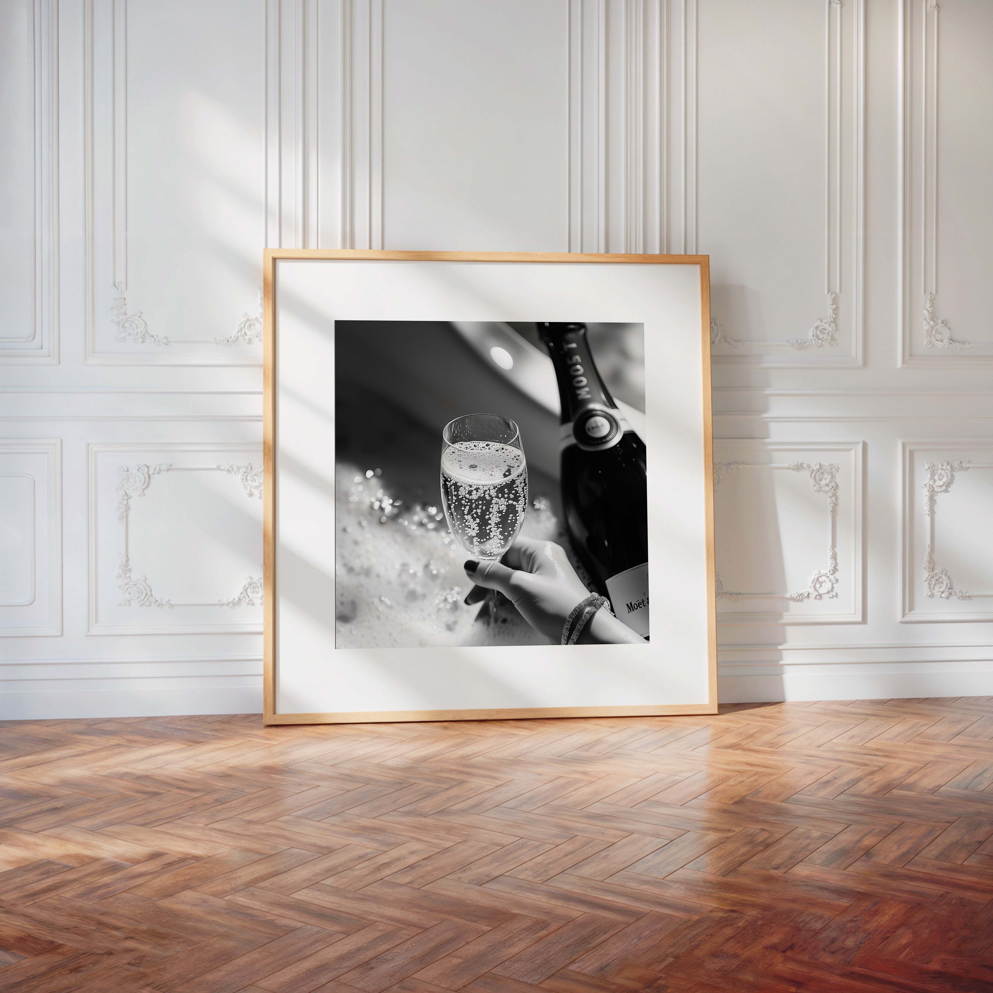 Champagner Glas Schwarz-Weiß