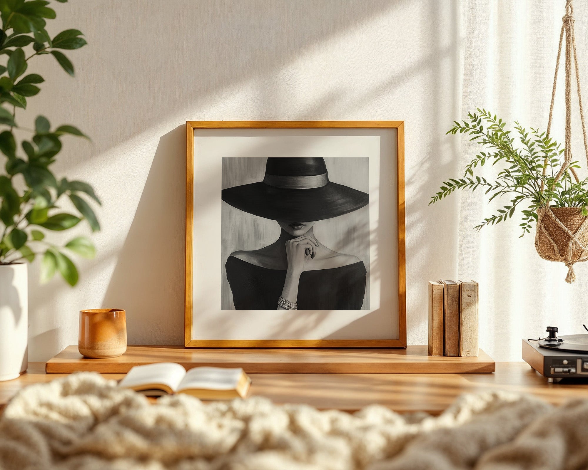 Frau mit Hut Schwarzweiß-Ästhetik