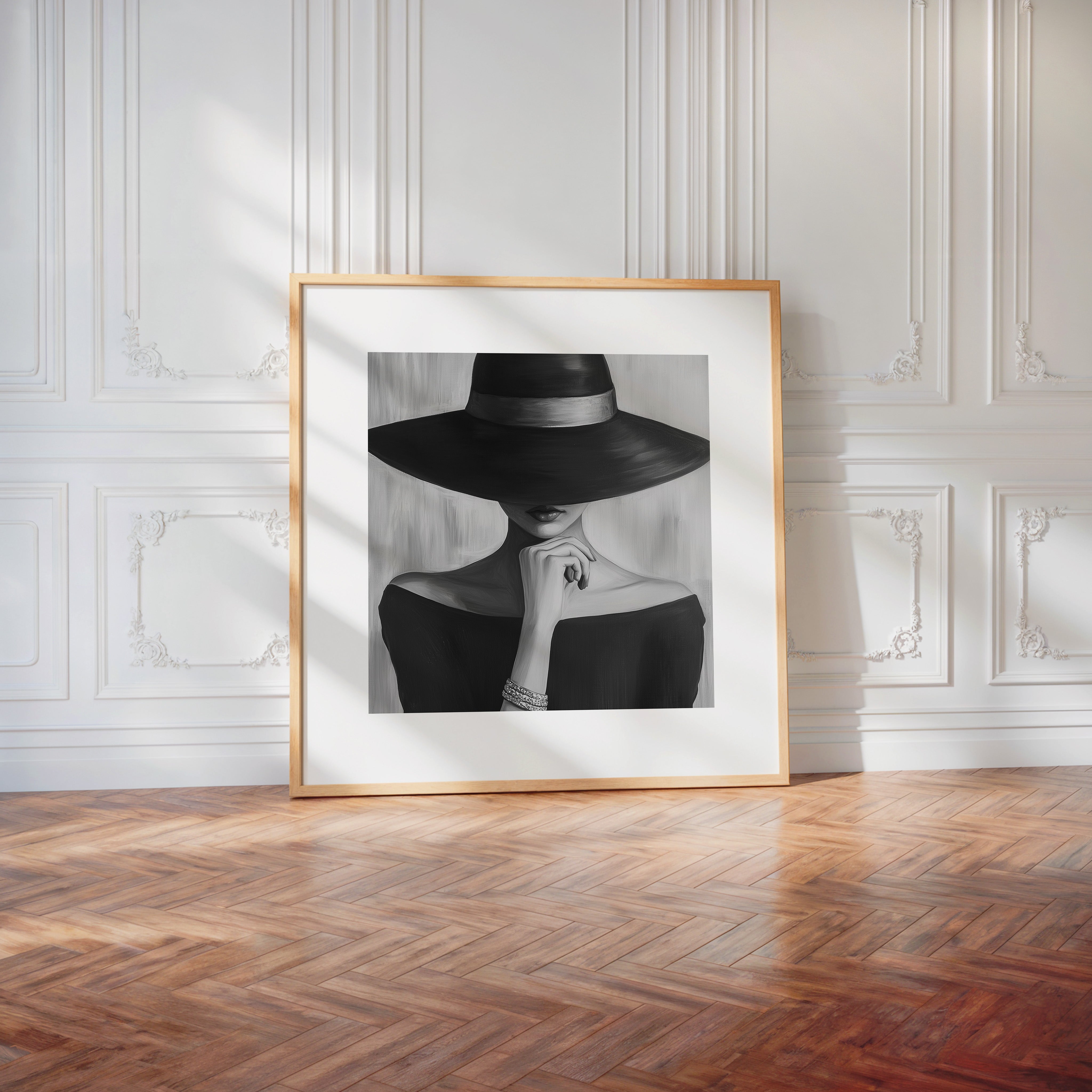 Frau mit Hut Schwarzweiß-Ästhetik