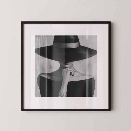 Frau mit Hut Schwarzweiß-Ästhetik