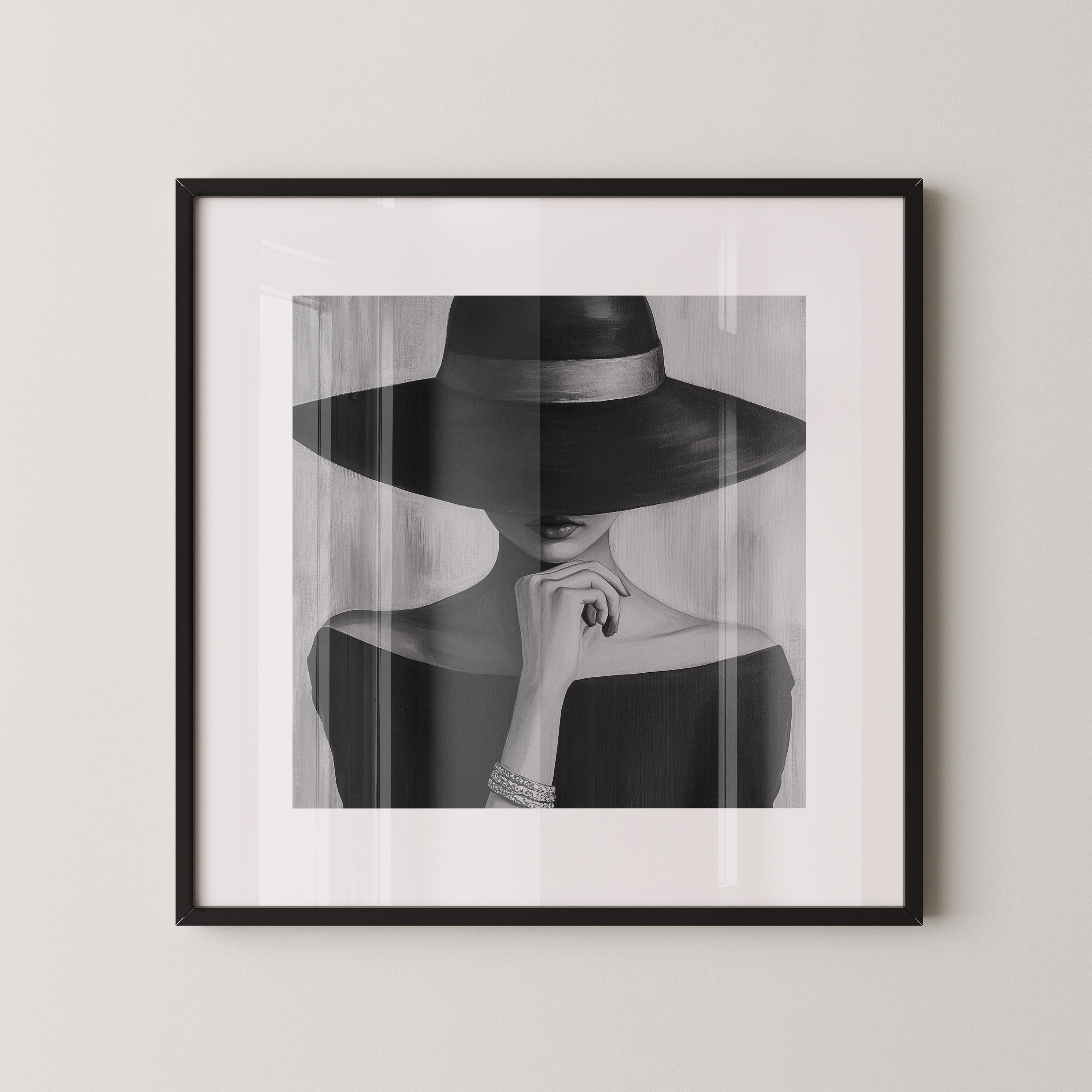 Frau mit Hut Schwarzweiß-Ästhetik
