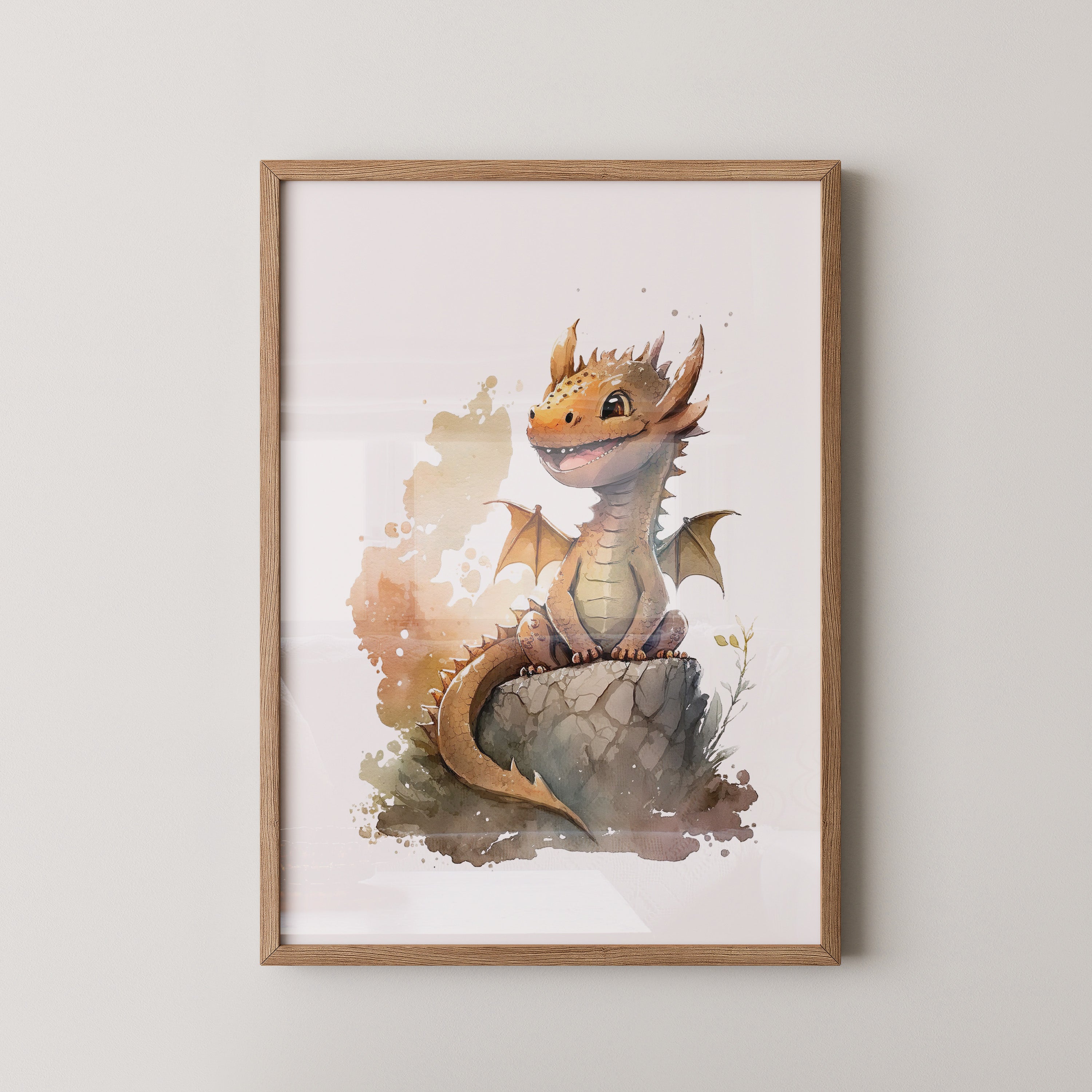 Baby Drache Aquarell Braun