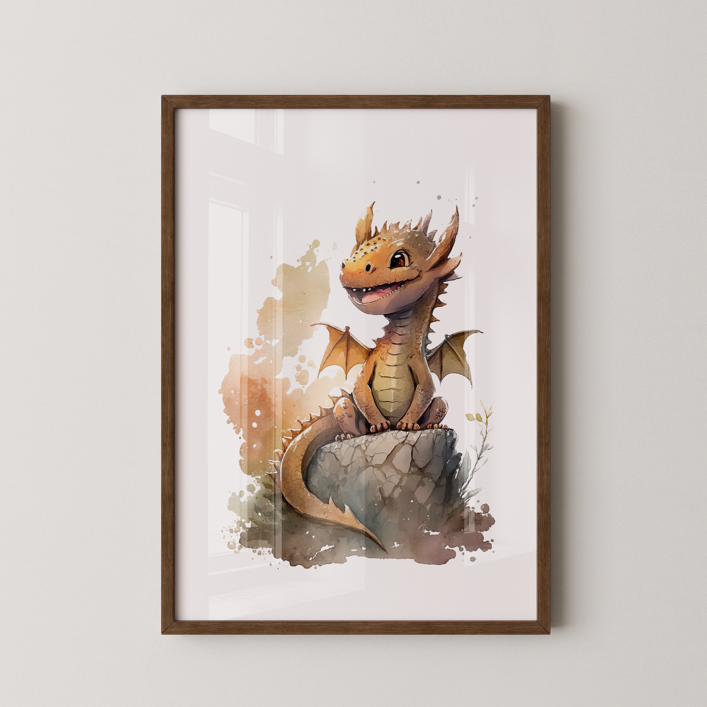 Baby Drache Aquarell Braun
