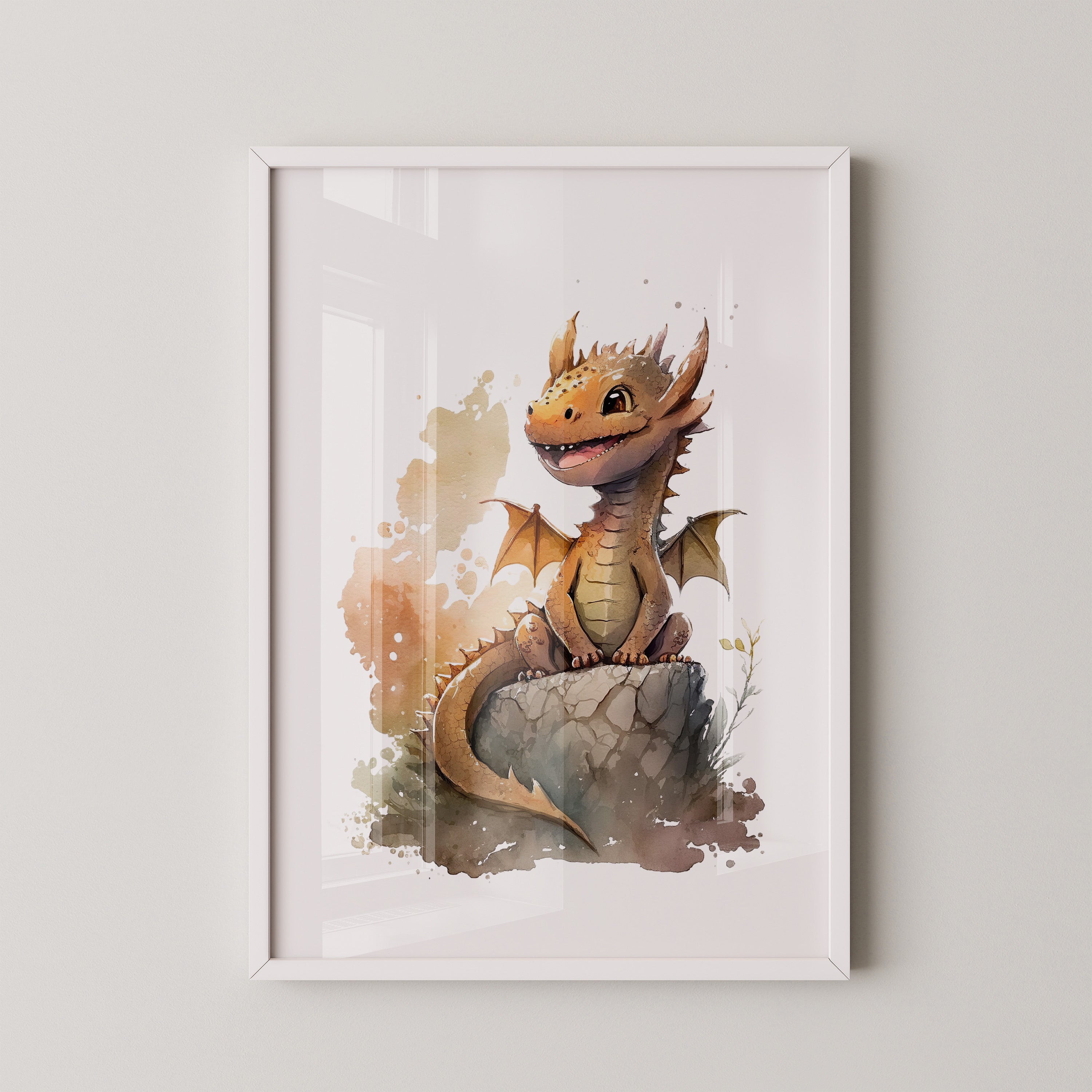 Baby Drache Aquarell Braun