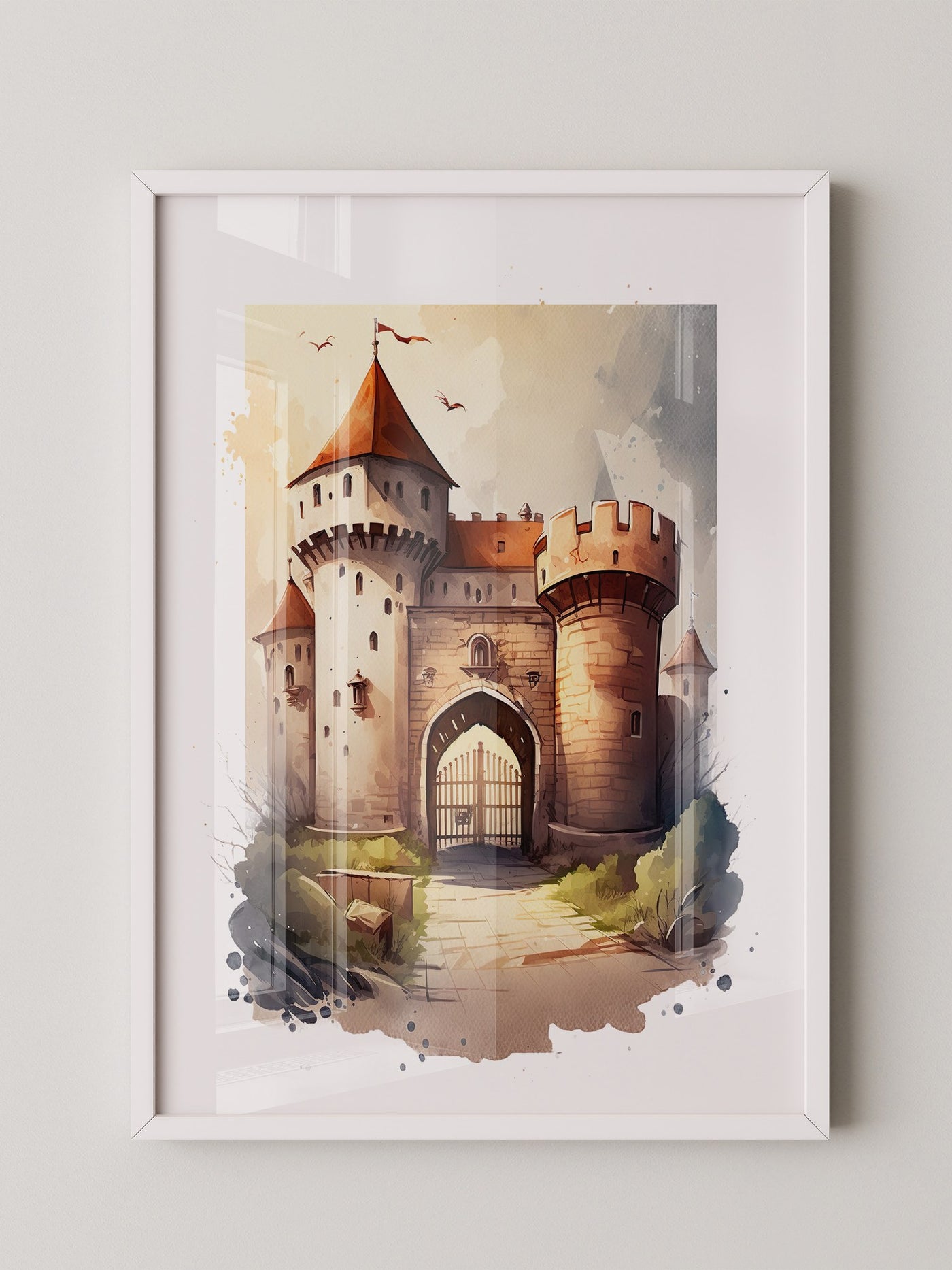 Mittelalterliche Burg Aquarellstil