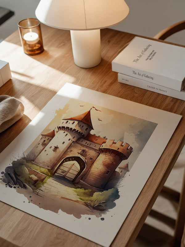 Mittelalterliche Burg Aquarellstil