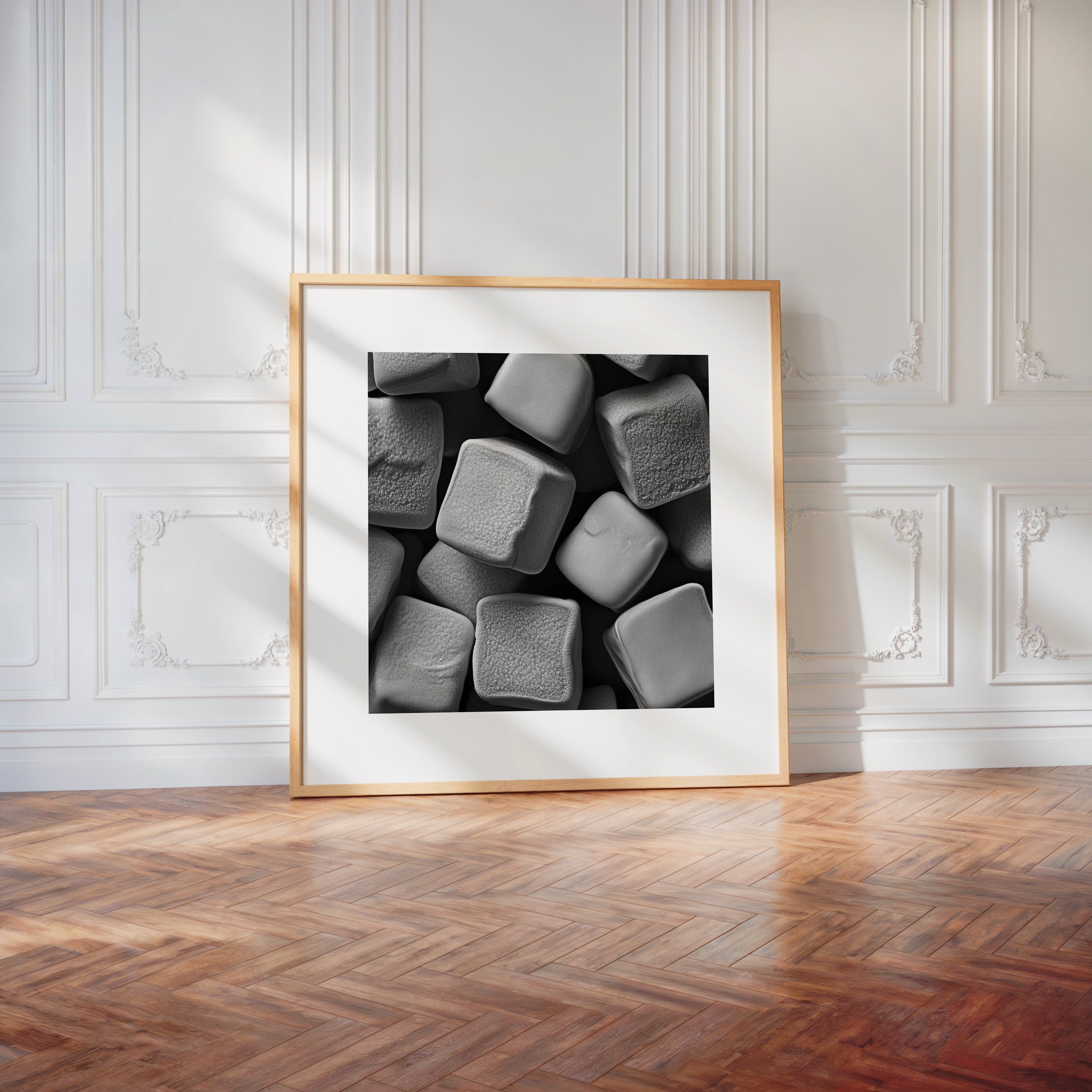 Schaumwürfel Nahaufnahme Grau