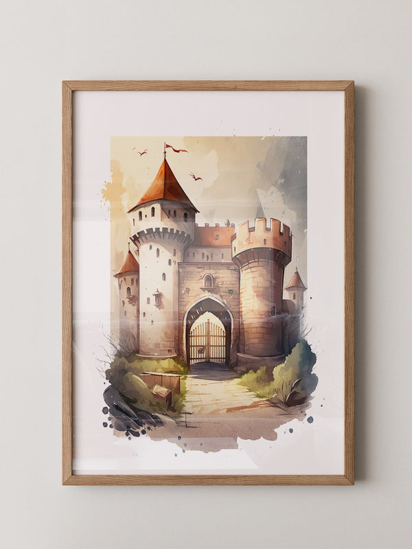 Mittelalterliche Burg Aquarellstil
