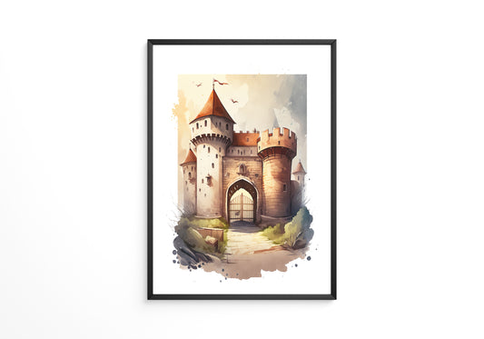 Mittelalterliche Burg Aquarellstil