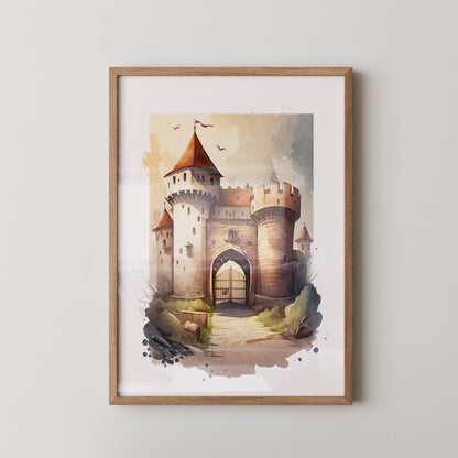 Mittelalterliche Burg Aquarellstil