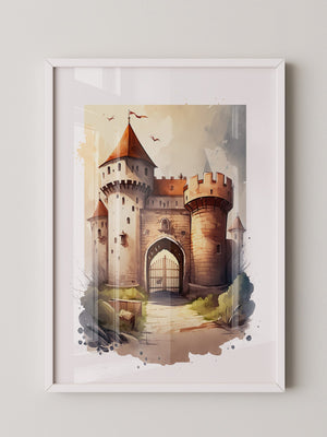 Mittelalterliche Burg Aquarellstil