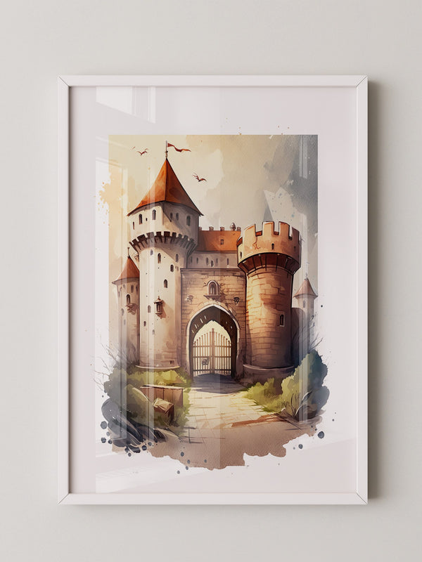 Mittelalterliche Burg Aquarellstil