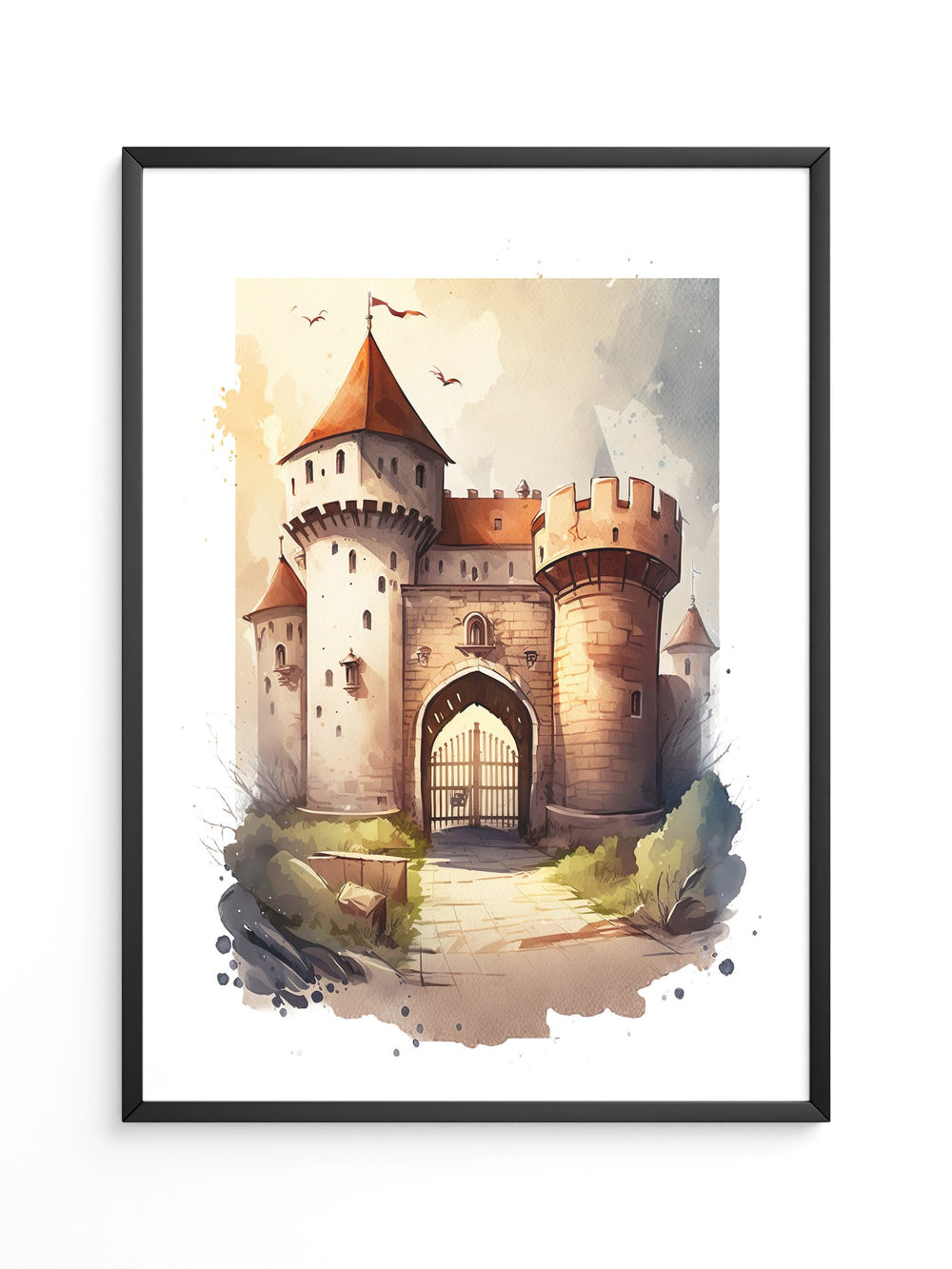 Mittelalterliche Burg Aquarellstil