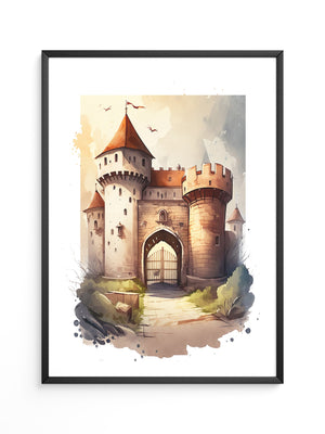 Mittelalterliche Burg Aquarellstil