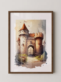 Mittelalterliche Burg Aquarellstil