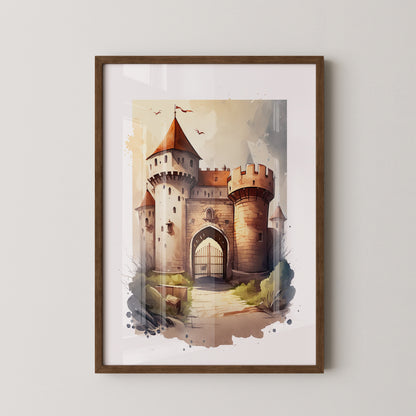 Mittelalterliche Burg Aquarellstil