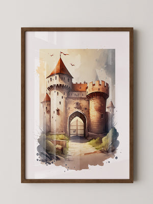 Mittelalterliche Burg Aquarellstil