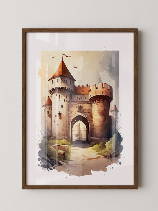Mittelalterliche Burg Aquarellstil