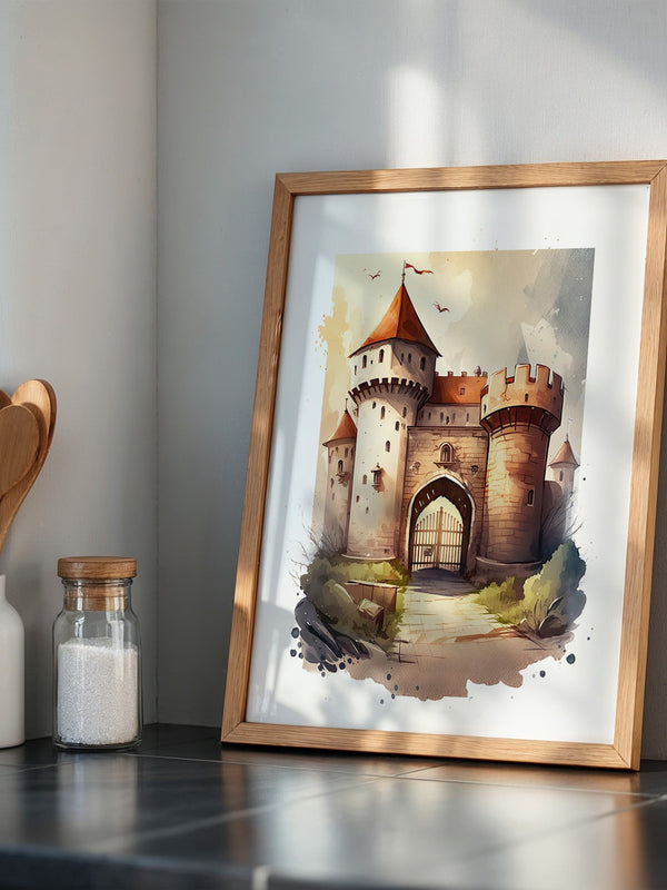 Mittelalterliche Burg Aquarellstil