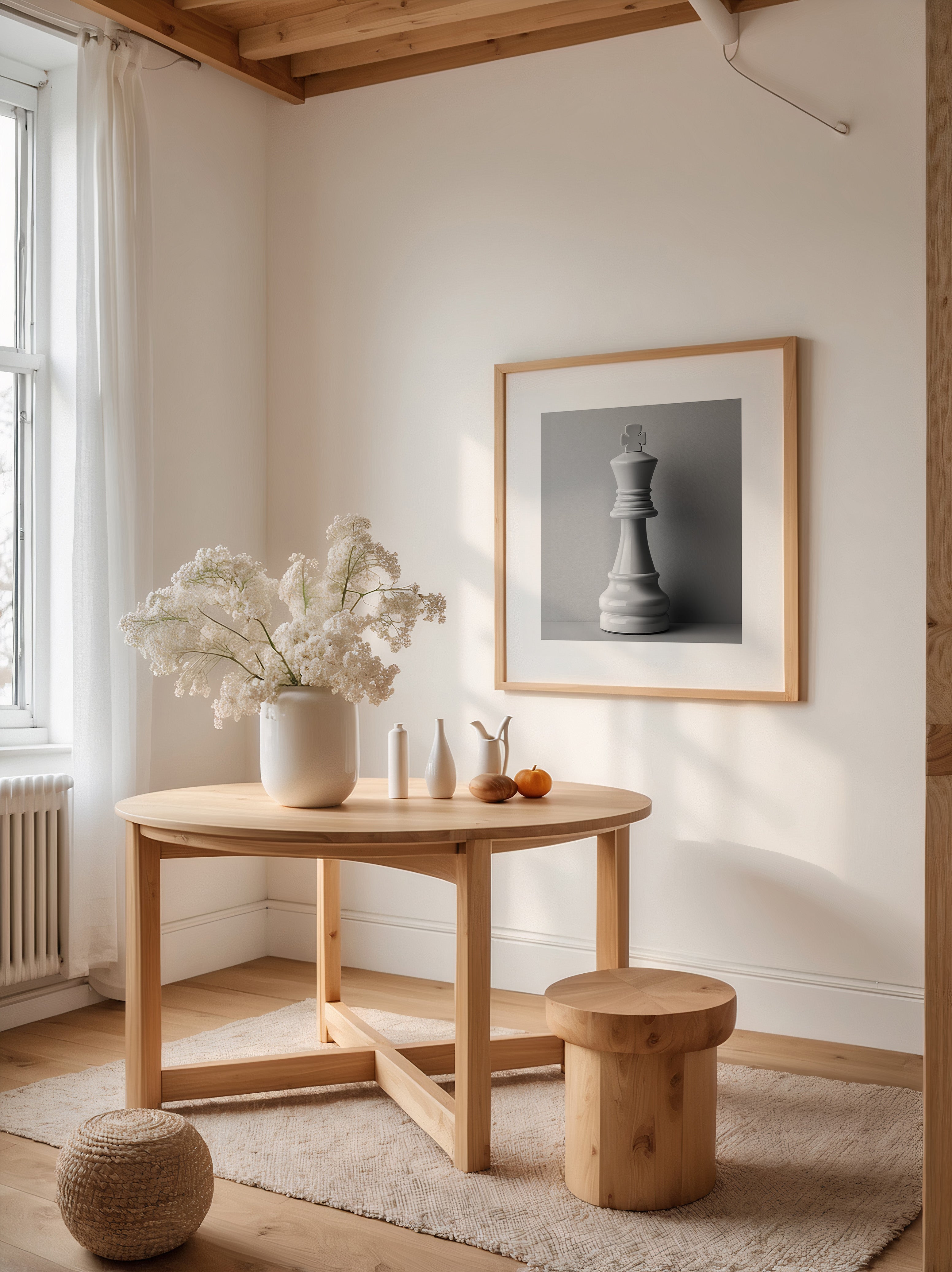 Schachkönig minimalistisch Weiß