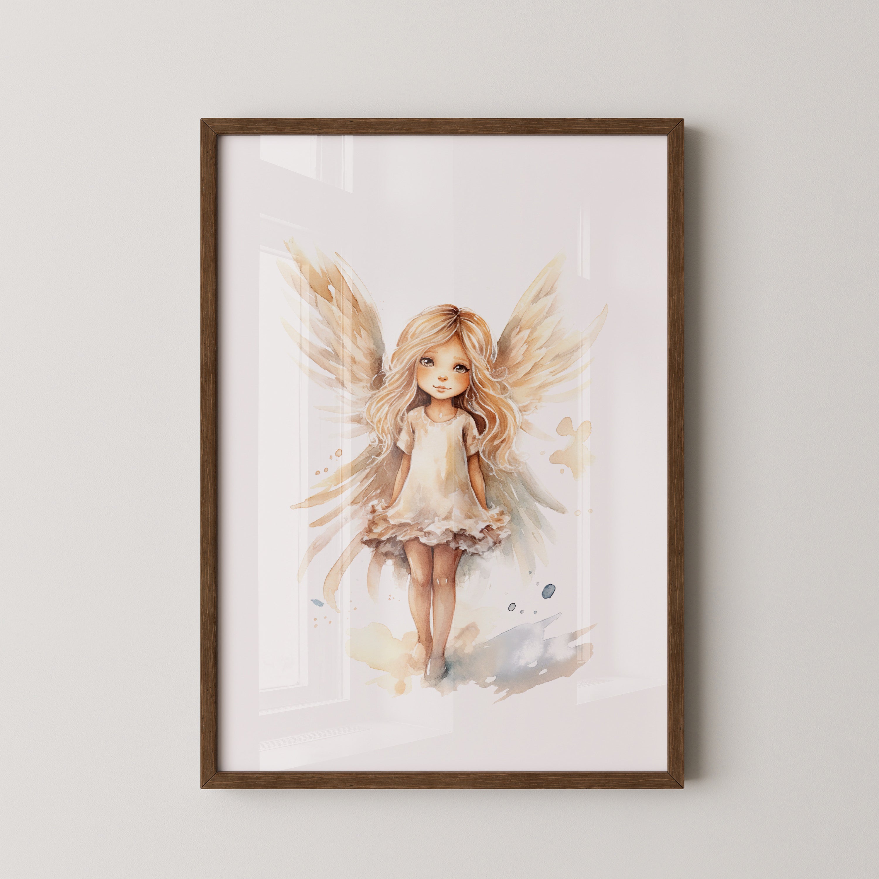 Engelsmädchen Aquarell Beige Flügel