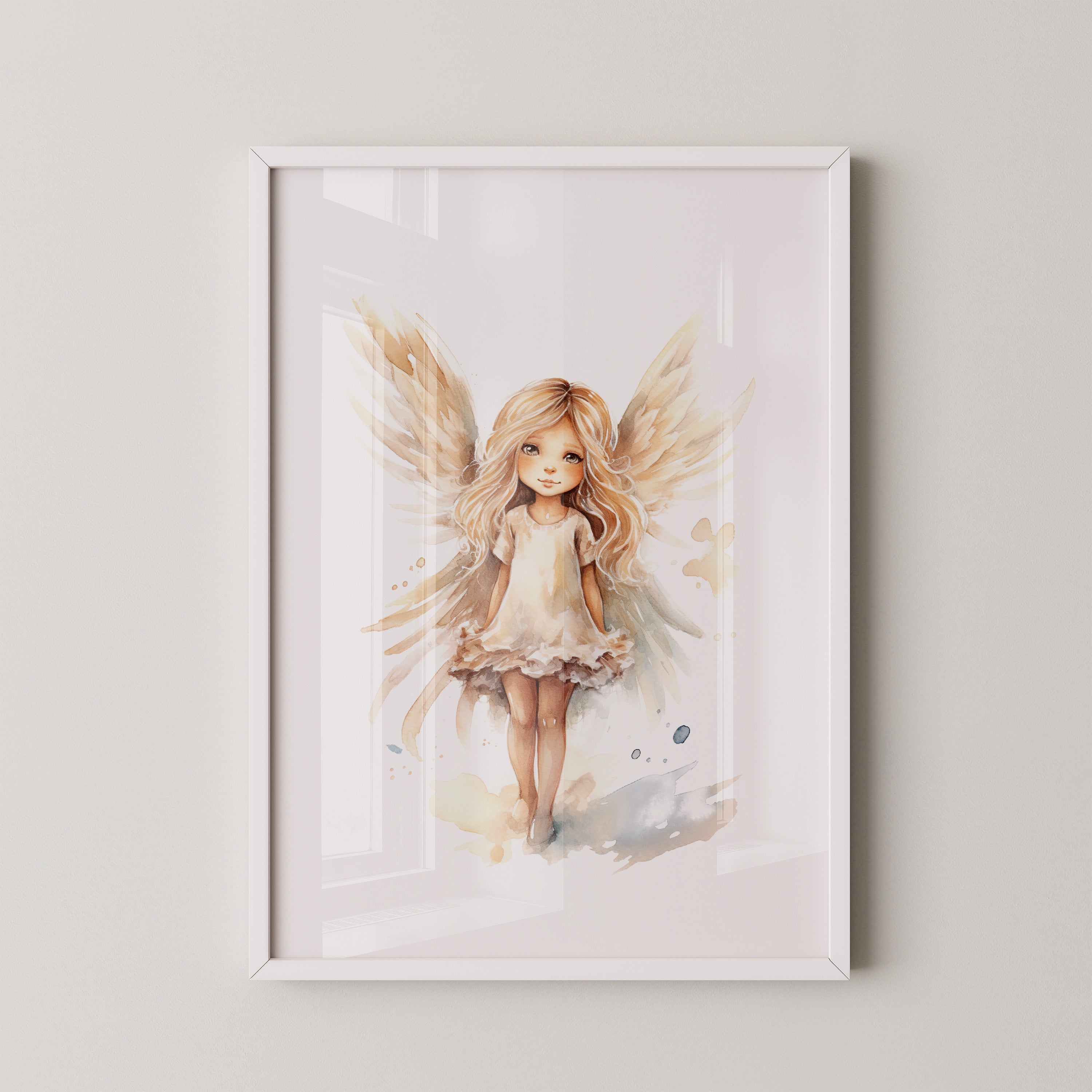 Engelsmädchen Aquarell Beige Flügel