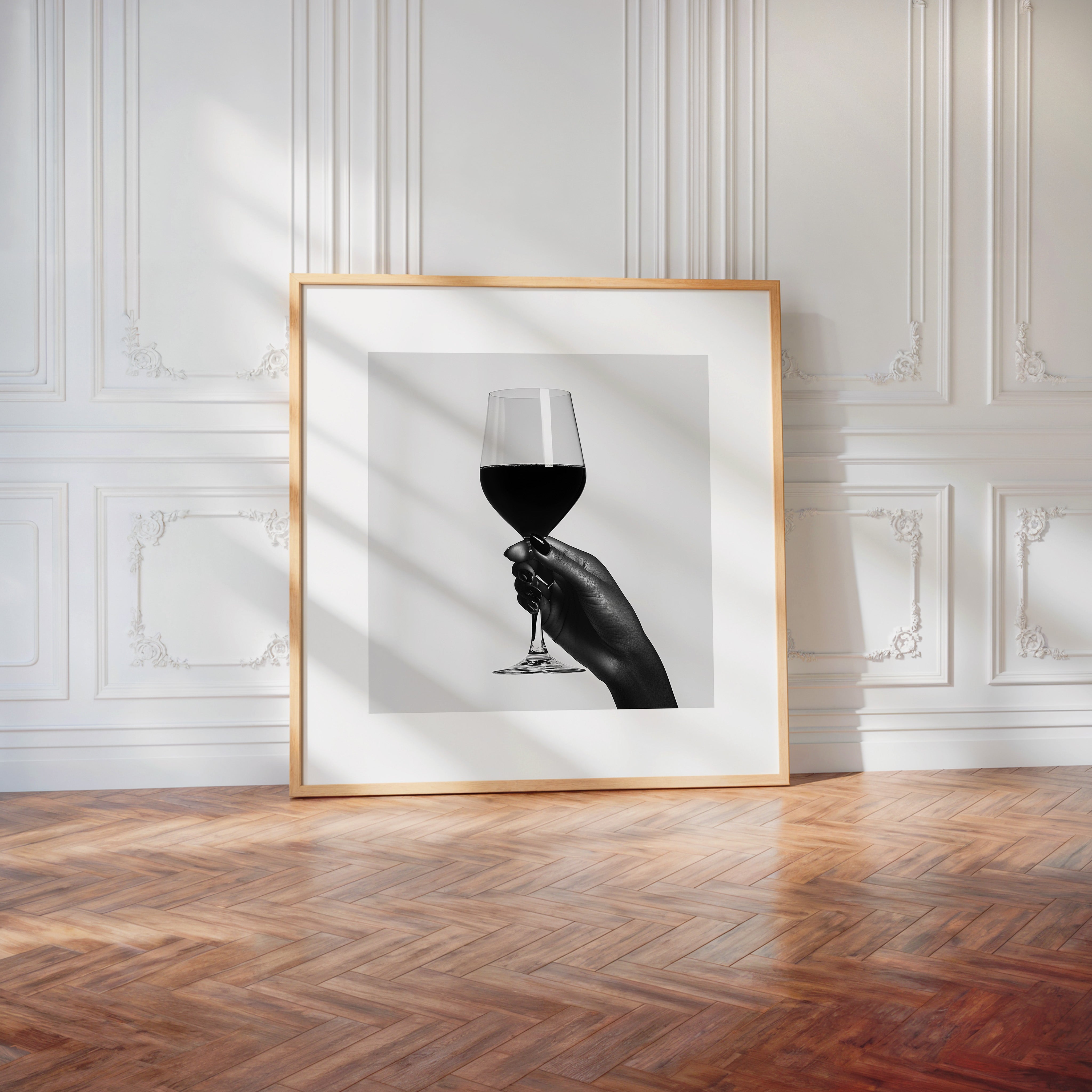 Weinglas Hand schwarzweiß