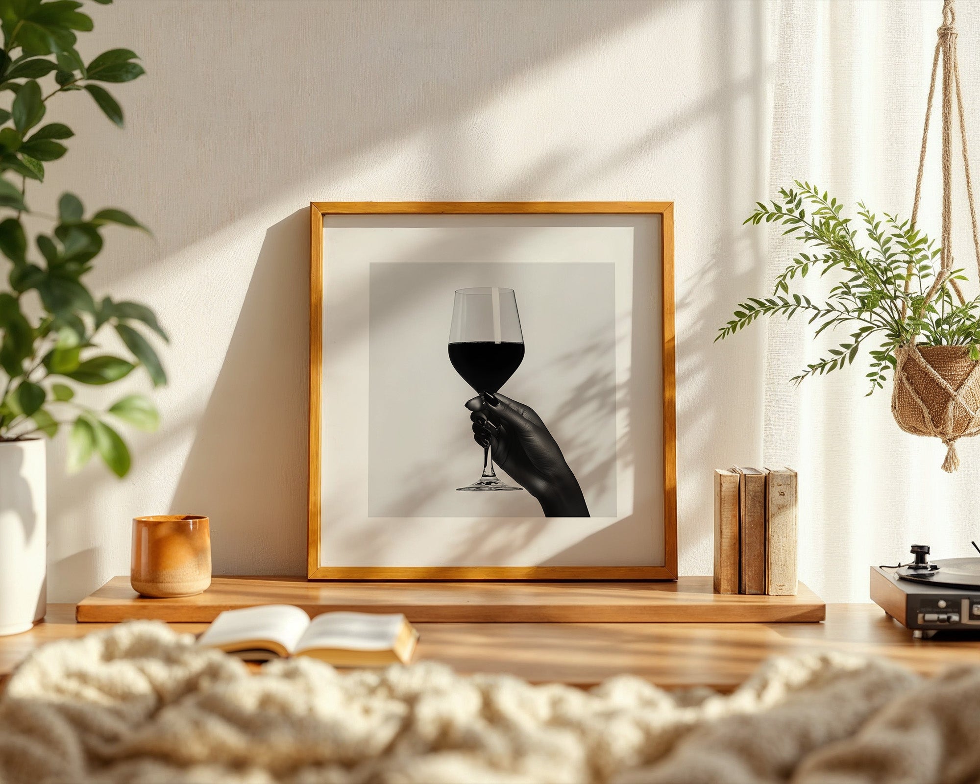 Weinglas Hand schwarzweiß